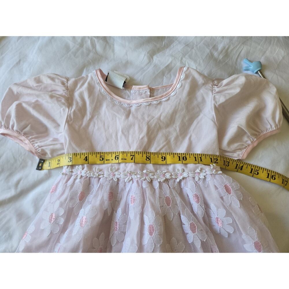 Vintage Jo Lene Pink Floral Lace Girls Dress Size 6x Tea Party Cottage Prairie - Picture 8 of 9